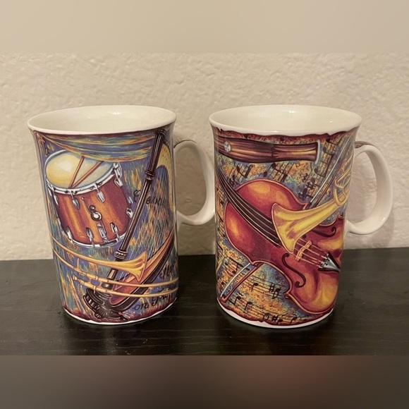 Lakeside Collection Symphony Musical Theme coffee cups/mugs set of 2 - Picture 1 of 3